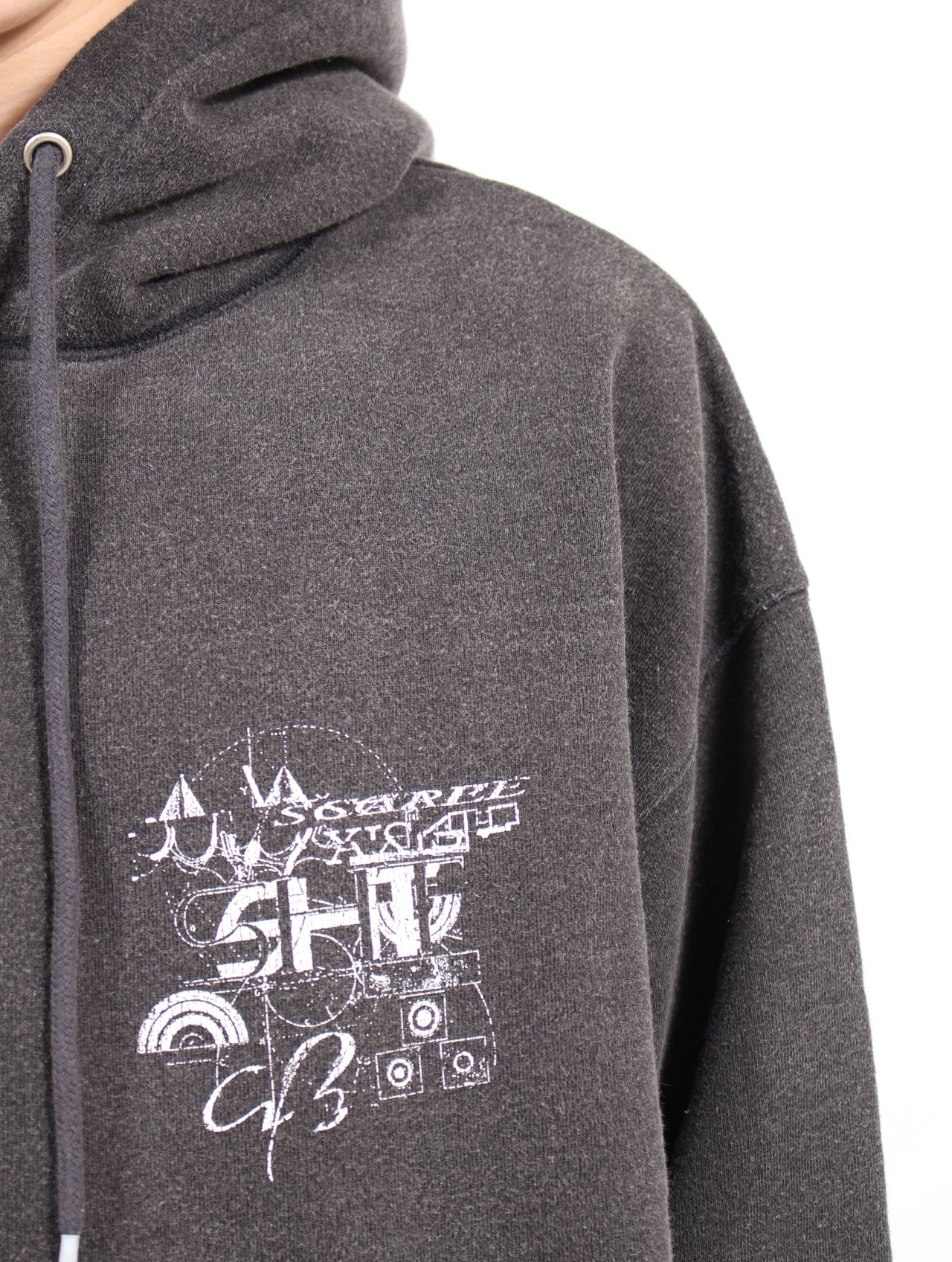 【25AW】佃弘樹 Heartwork Mixed media グラフィック フーディー パーカー / Hiroki Tsukuda ART ROBO GRAPHIC HOODIE / ブラック