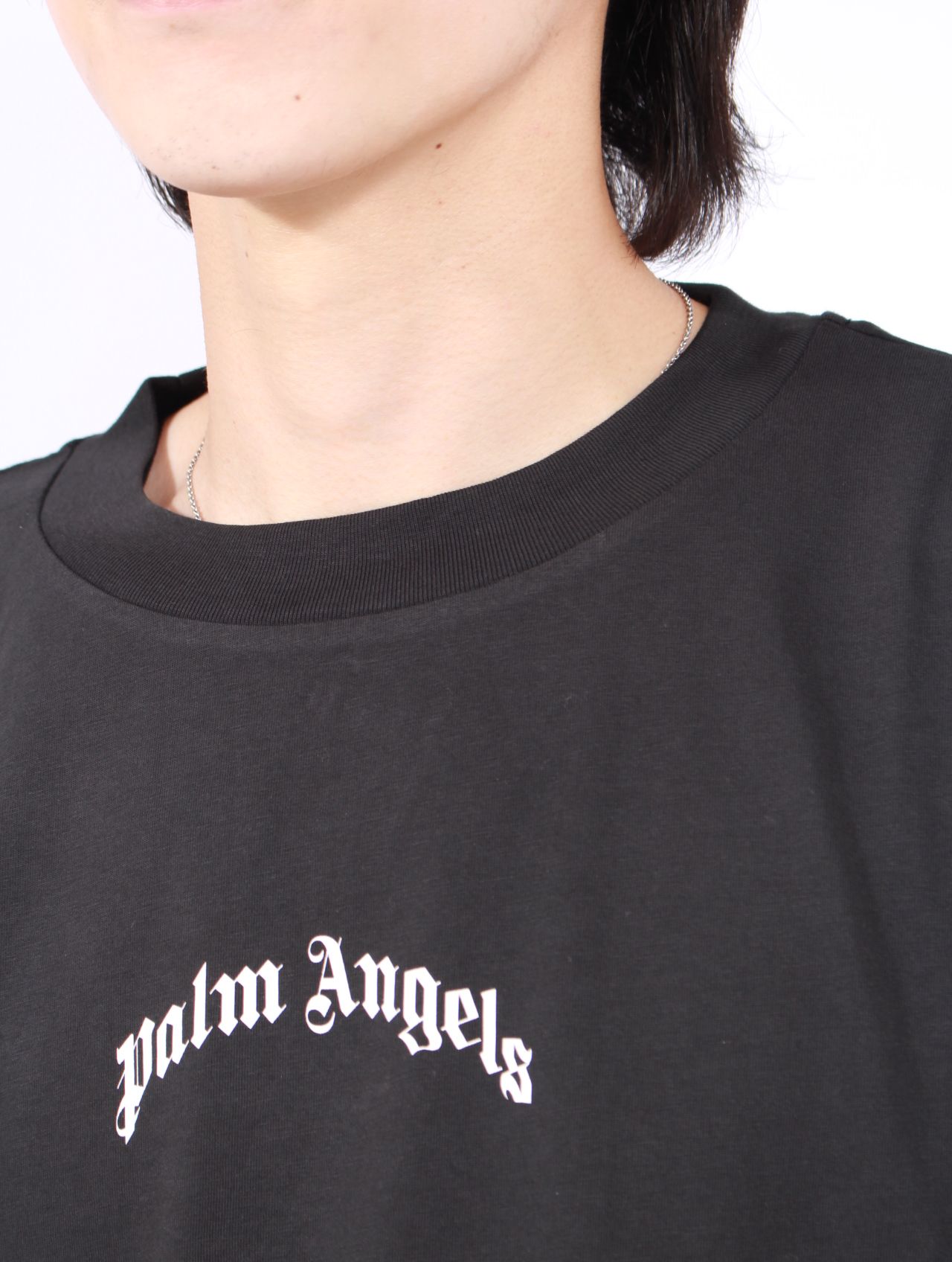 【25AW】定番 バック カーブロゴ オーバー 半袖 Tシャツ / BACK CURVED LOGO OVER TEE / ブラック×ホワイト