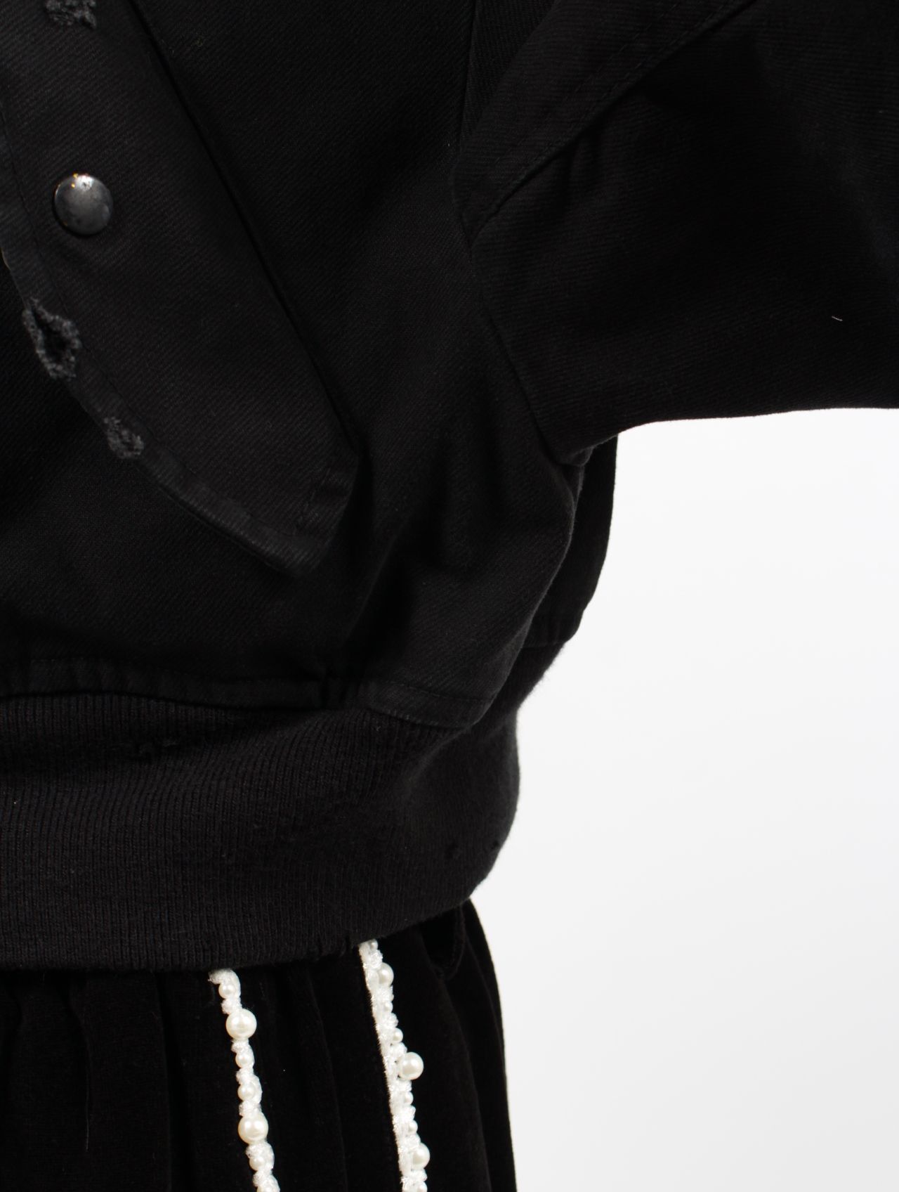 【25SS】コットン ディストレスド ショート フライト ジャケット / COTTON DISTRESSED SHORT FLIGHT JKT / ブラック