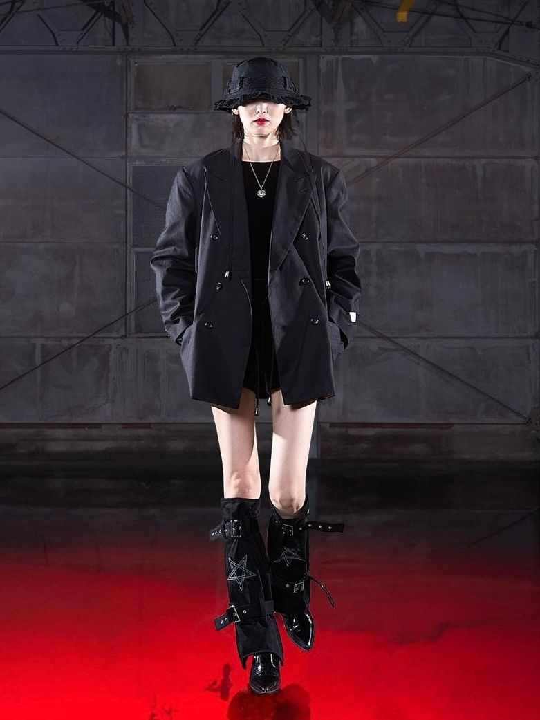 【26SS】コットン ベルテッド レッグウォーマー "ペンタグラム" / COTTON BELTED LEG WARMER 'PENTAGRAM / ブラック