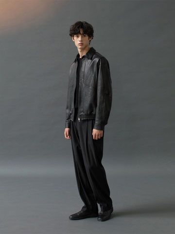 【25AW】ラムスキン レザー ユーティリティ ブルゾン / LAMBSKIN UTILITY BLOUSON / ブラック