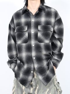 【24AW】ウール チェックシャツ / WOOL CHECK SHIRT / ブラック