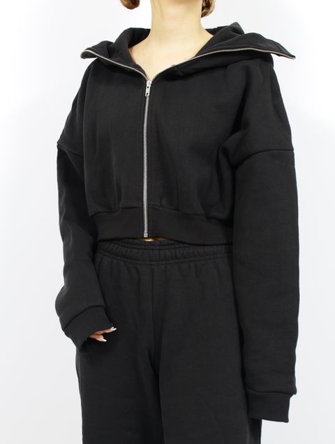 クロップド フルジップ フーディー パーカー / CROPPED FULL ZIP / SOOT(ブラック)