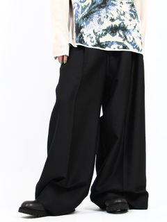 【25SS】ハイウエスト デザイン トラウザーズ スラックス パンツ / HIGH WAIST DESIGN TROUSERS / ブラック