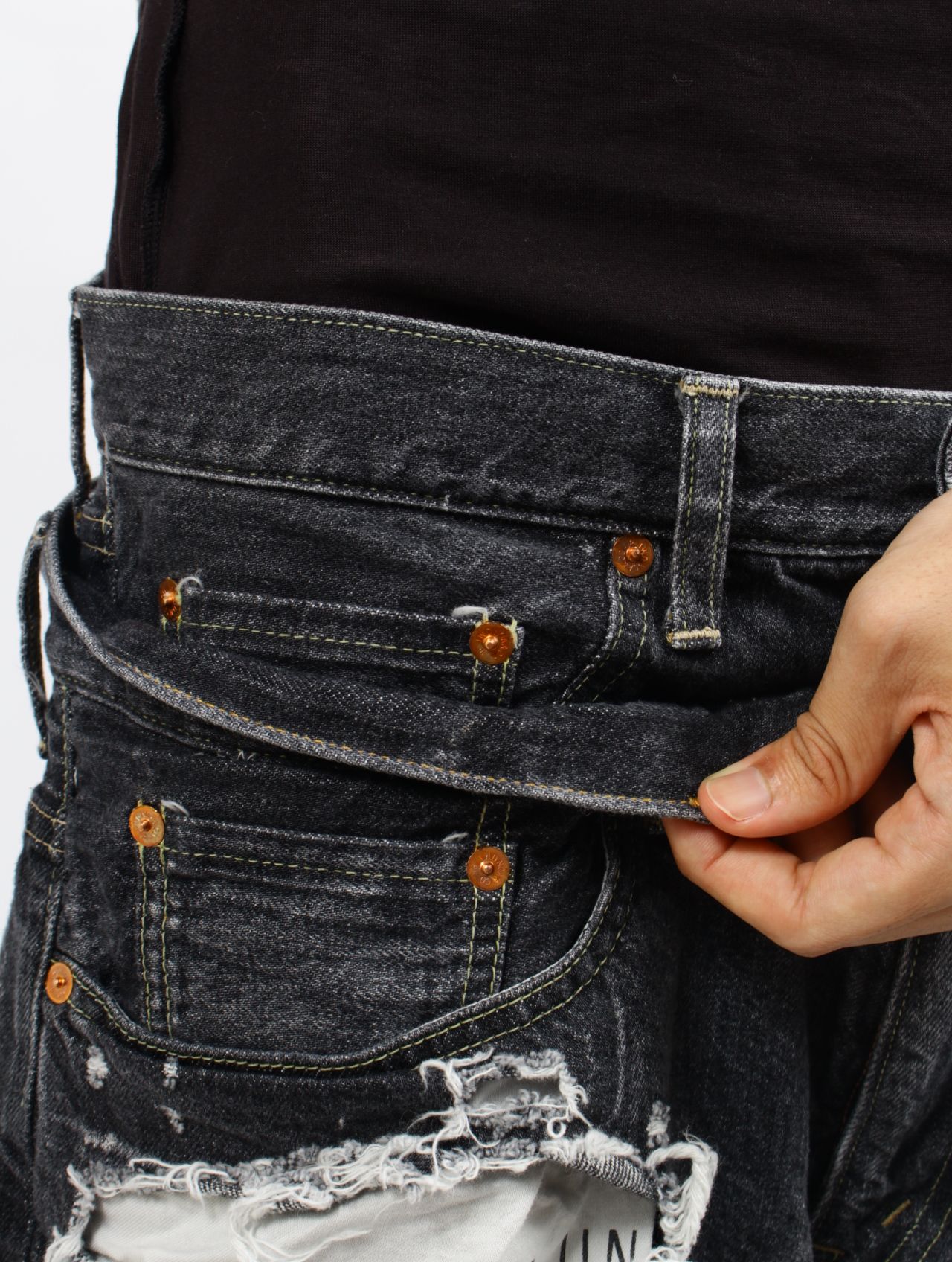 【25AW】リメイク レイヤー デニム パンツ / RE:LAYER 5P DENIM PANTS / ブラック