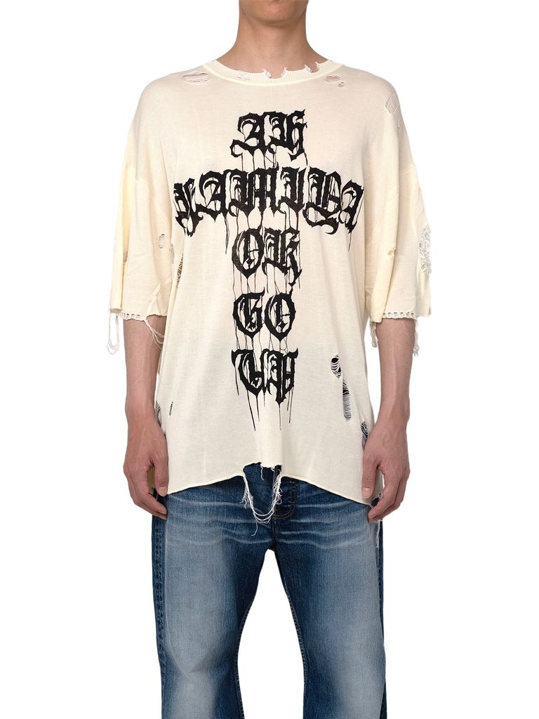 KAMIYA - 【24SS】プリンテッド ニット Tシャツ / PRINTED KNIT TEE  