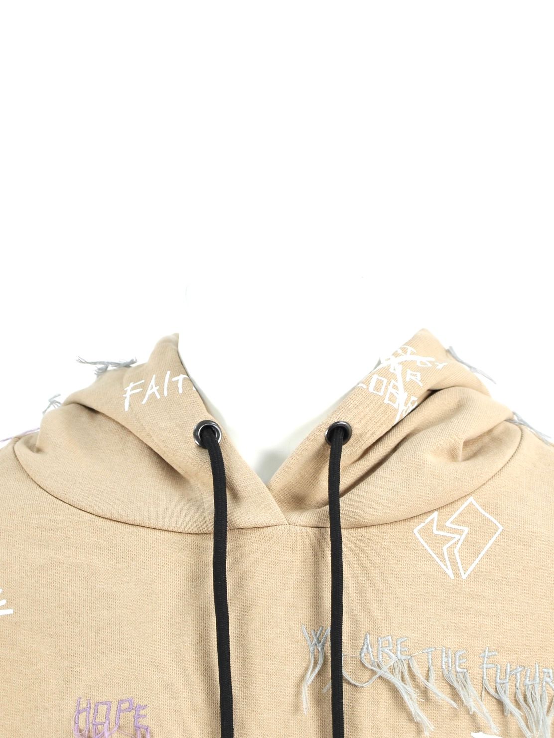 【21AW】総柄 刺繡プリントパーカー / NEW MANIFESTO HOODIE / ベージュ × マルチ