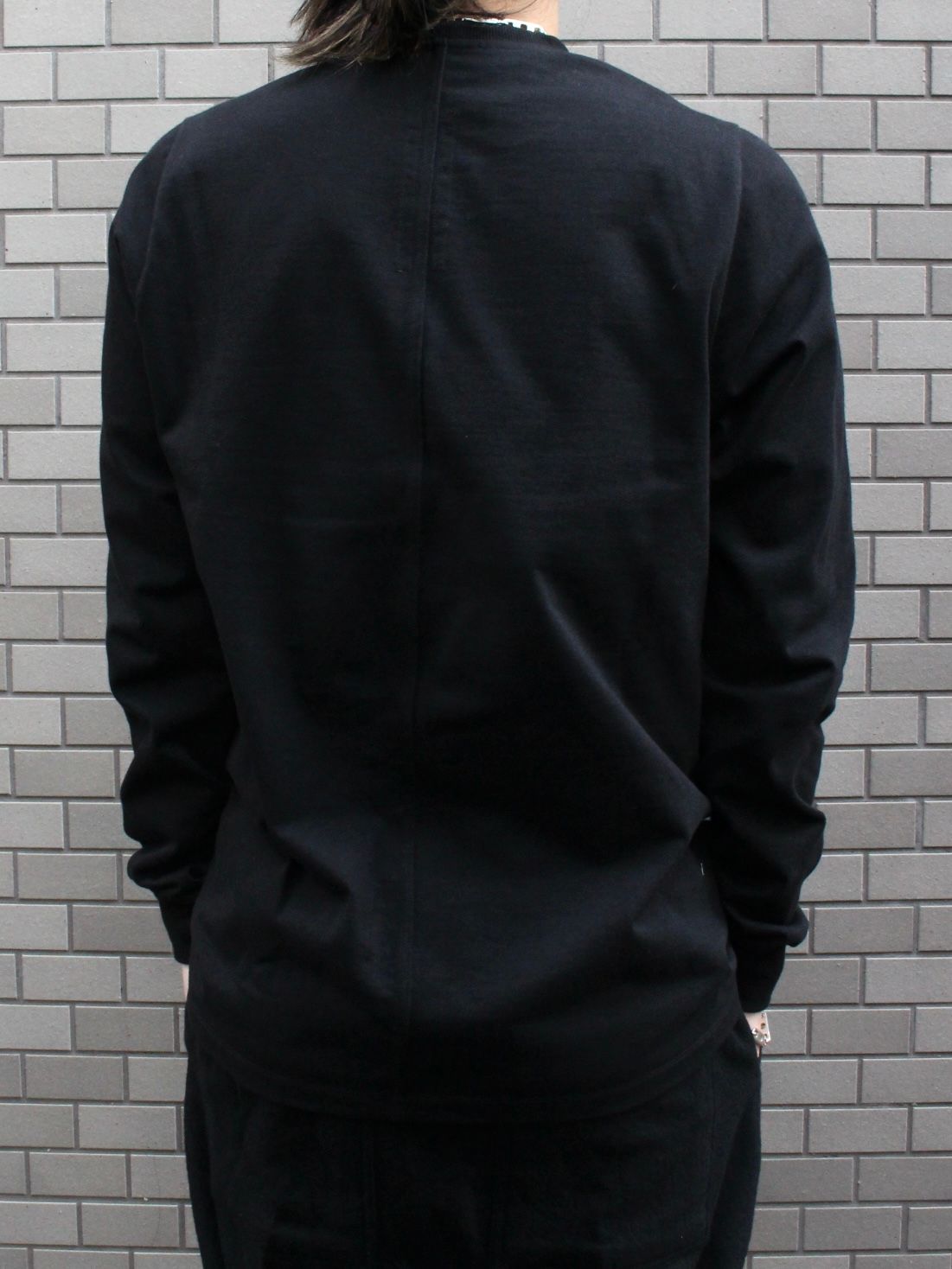 【25AW】リブ クルーネック 長袖スウェット シャツ / SHORT CREWNECK LS / ブラック