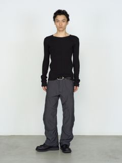 リブ ロングスリーブ Tシャツ 長袖 カットソー / RIBBED LONG SLEEVE T SHIRT / ブラック