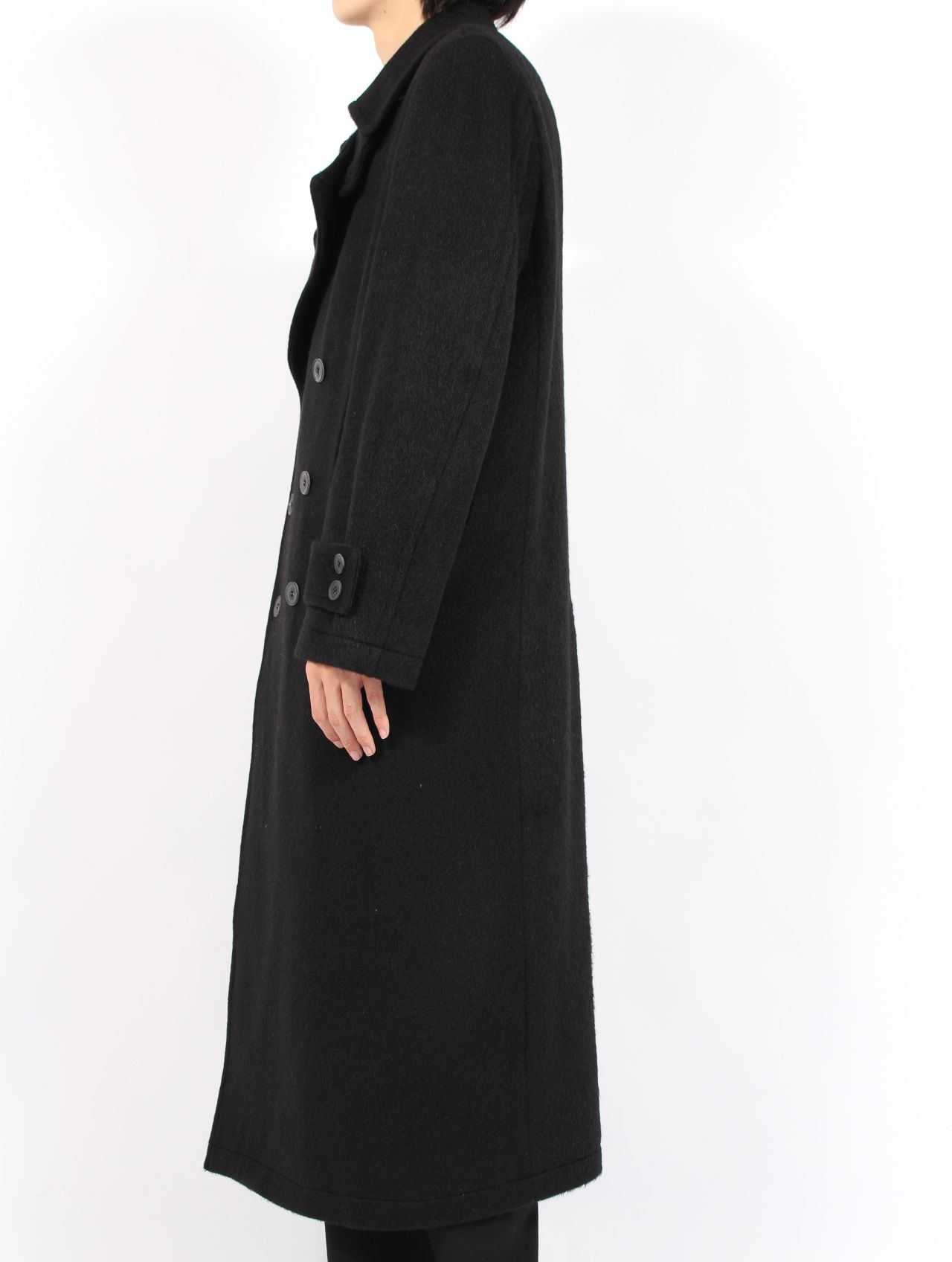 【25AW】 ダブル ブレステッド コート / DOUBLE BREASTED COAT / BLACK(ブラック)