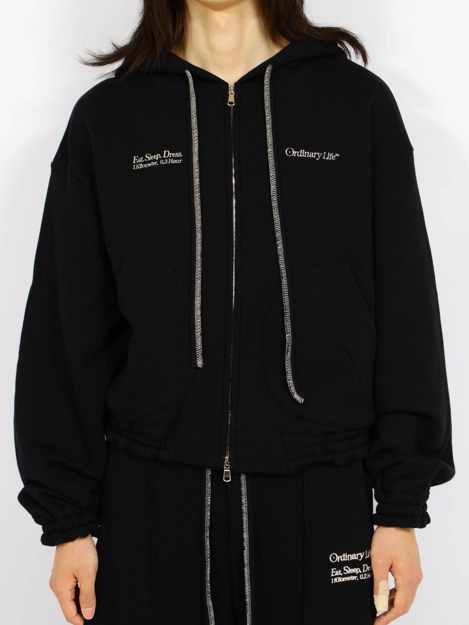 【定番】オーディナリー ホーム オールド スタイル ジップ フーディ / ORDINARY HOME OLD STYLE ZIP HOODIE / ブラック