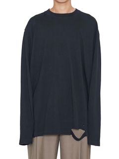 【24AW】ダブル レイヤード ディストロイ Tシャツ / ASH GREY AGING DOUBLE LAYERED DISTROYED TEE / ブラック