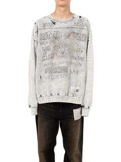 【24AW】ブリーチ加工 プルオーバー スウェット / BLEACHED PULLOVER / グレー