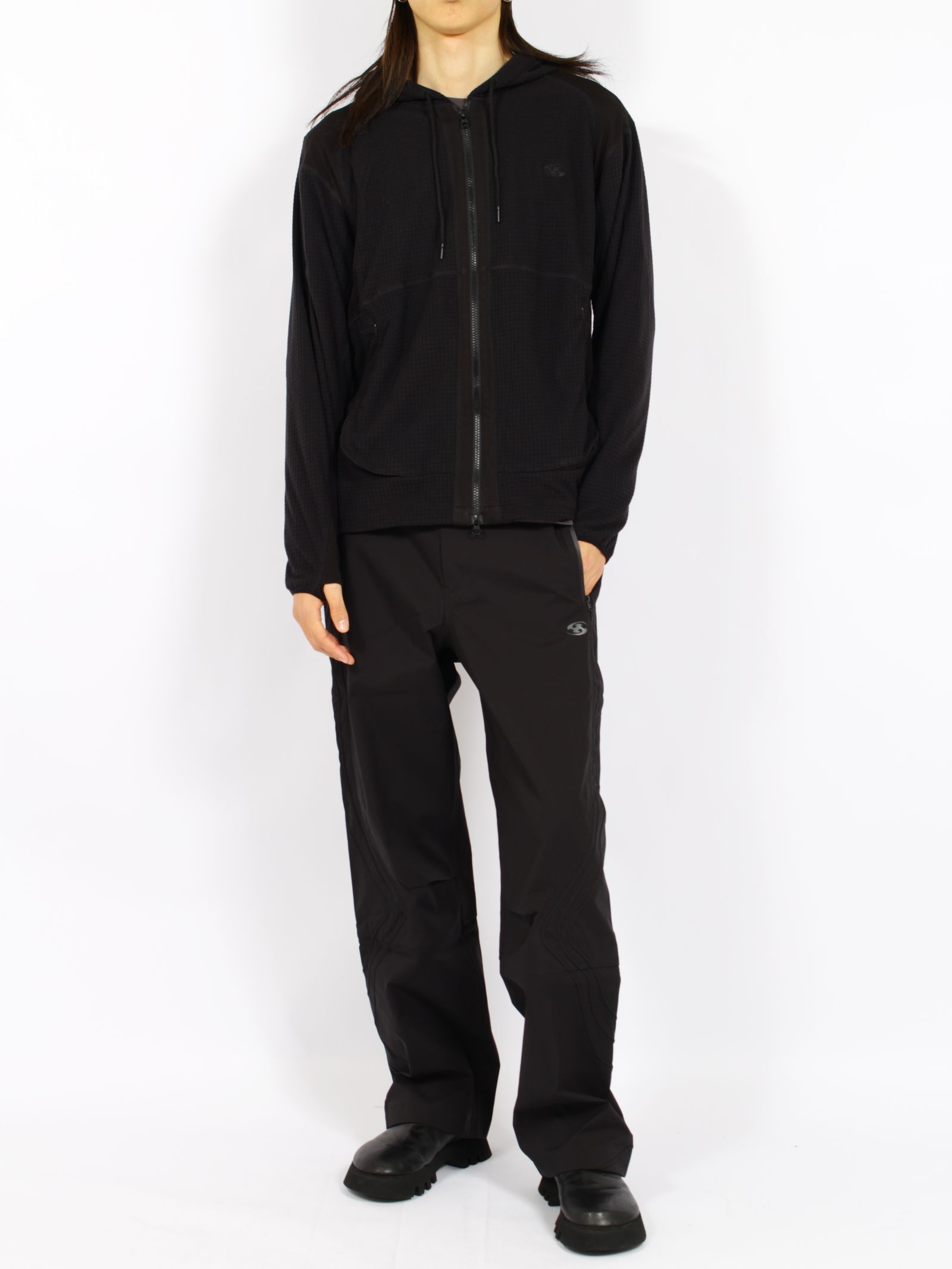 【26AW】グリッド フーディ ジップ アップ / GRID HOODIE ZIP-UP / ブラック