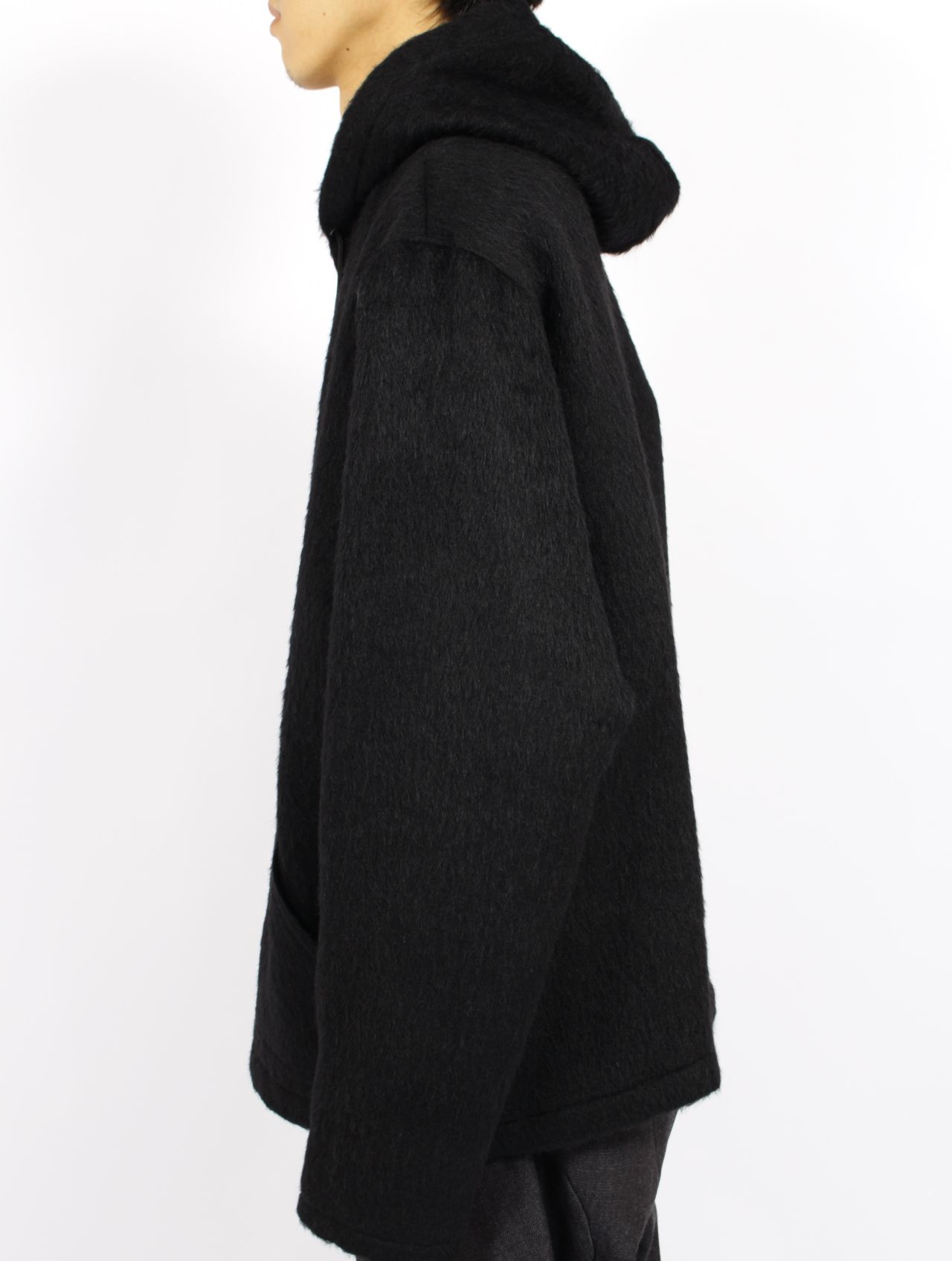 【STORY別注】【15着限定】ウールシャギー ジップアップ パーカー / WOOL SHAGY ZIP-UP HOODIE / ブラック