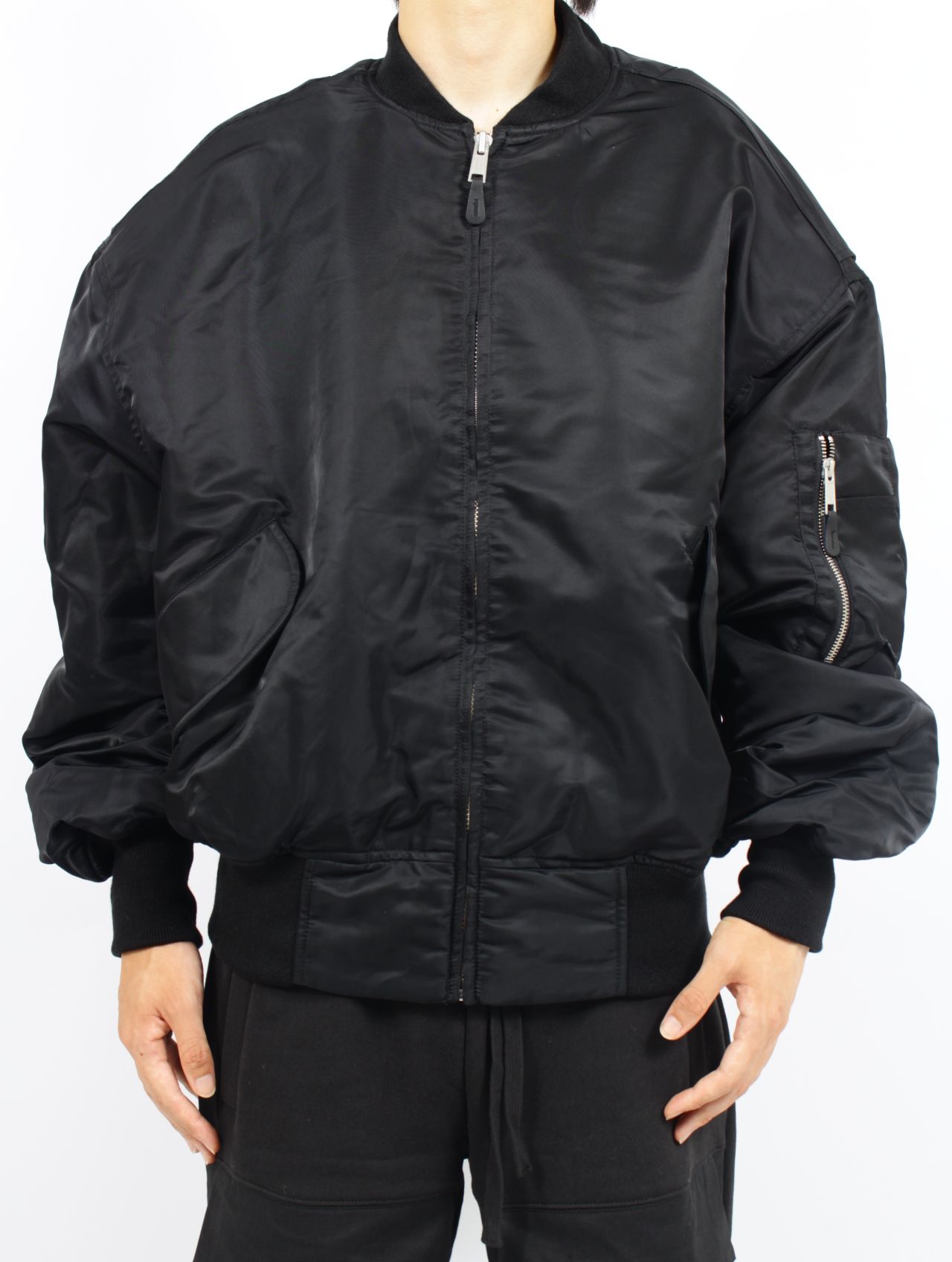 【25AW】ナイロン ボンバー ジャケット / BROAD BOMBER / OIL(ブラック)