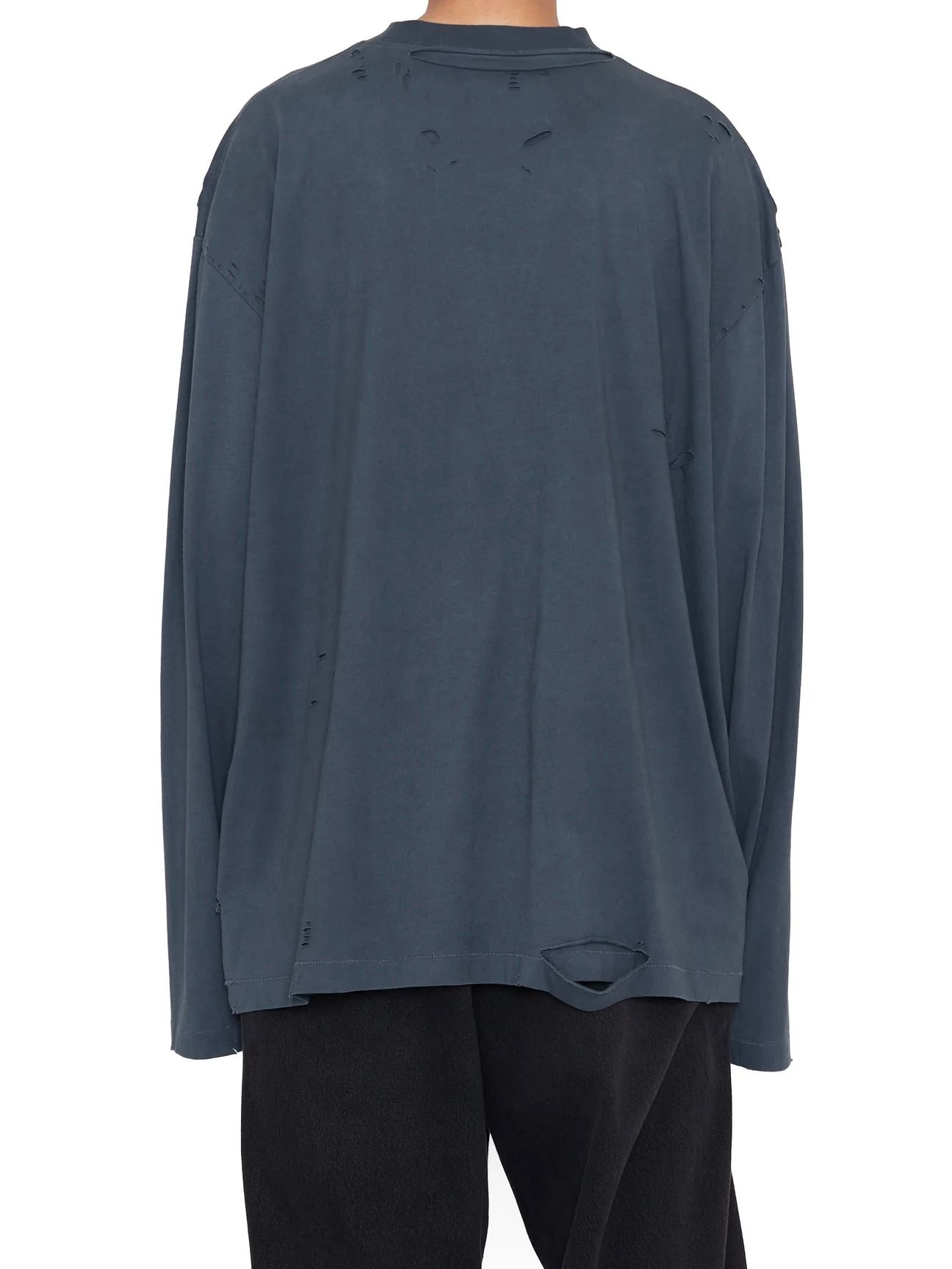 【24AW】プリンテッド ダブルレイヤードディストロイ Tシャツ / ASH GREY AGING GRAFFITI PRINTED DOUBLE LAYERED DISTROYED TEE / グレー