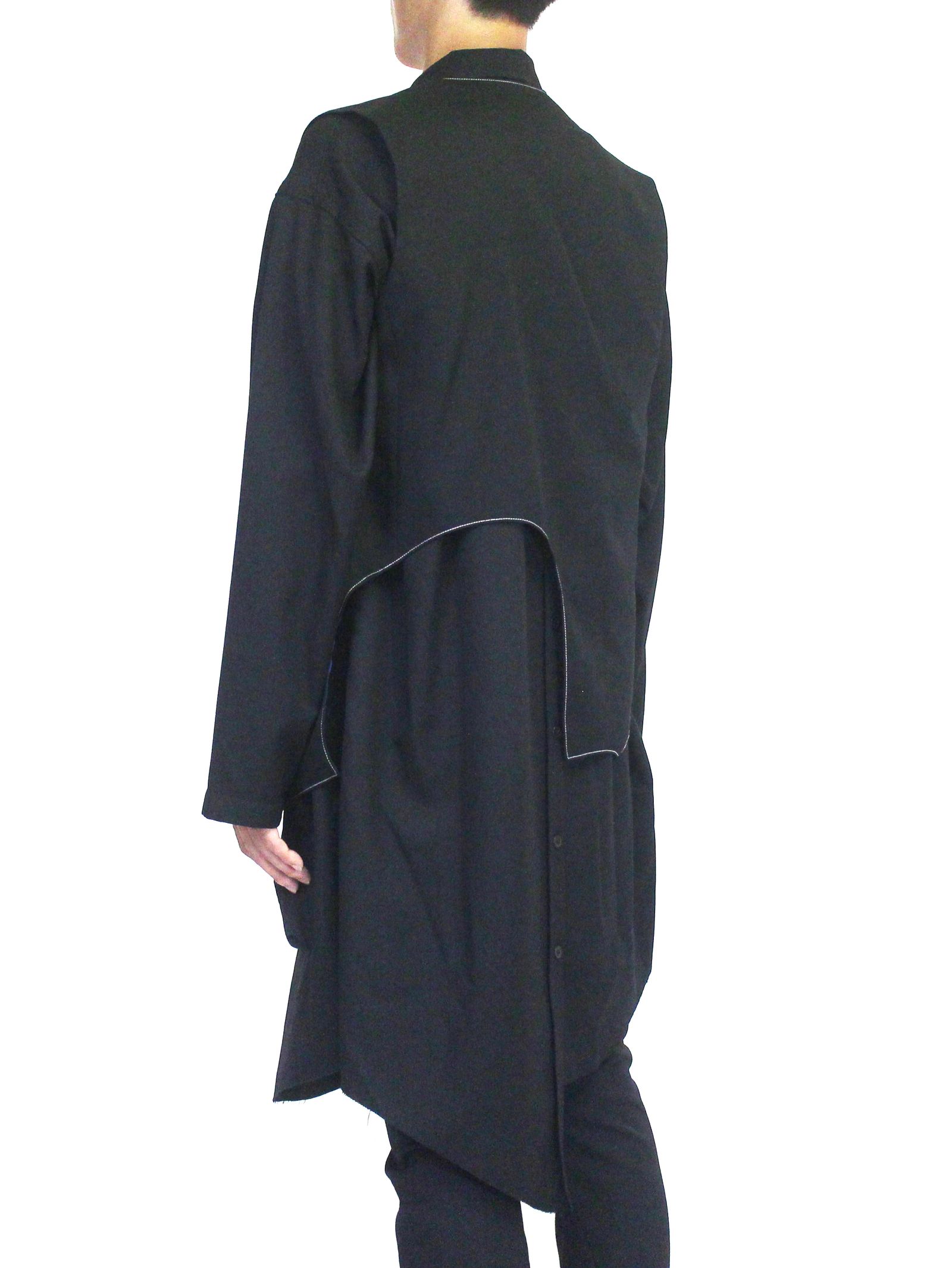 ウールギャバジン 3ピース ベスト / Gabardine 3lapel vest / ブラック × ネイビー
