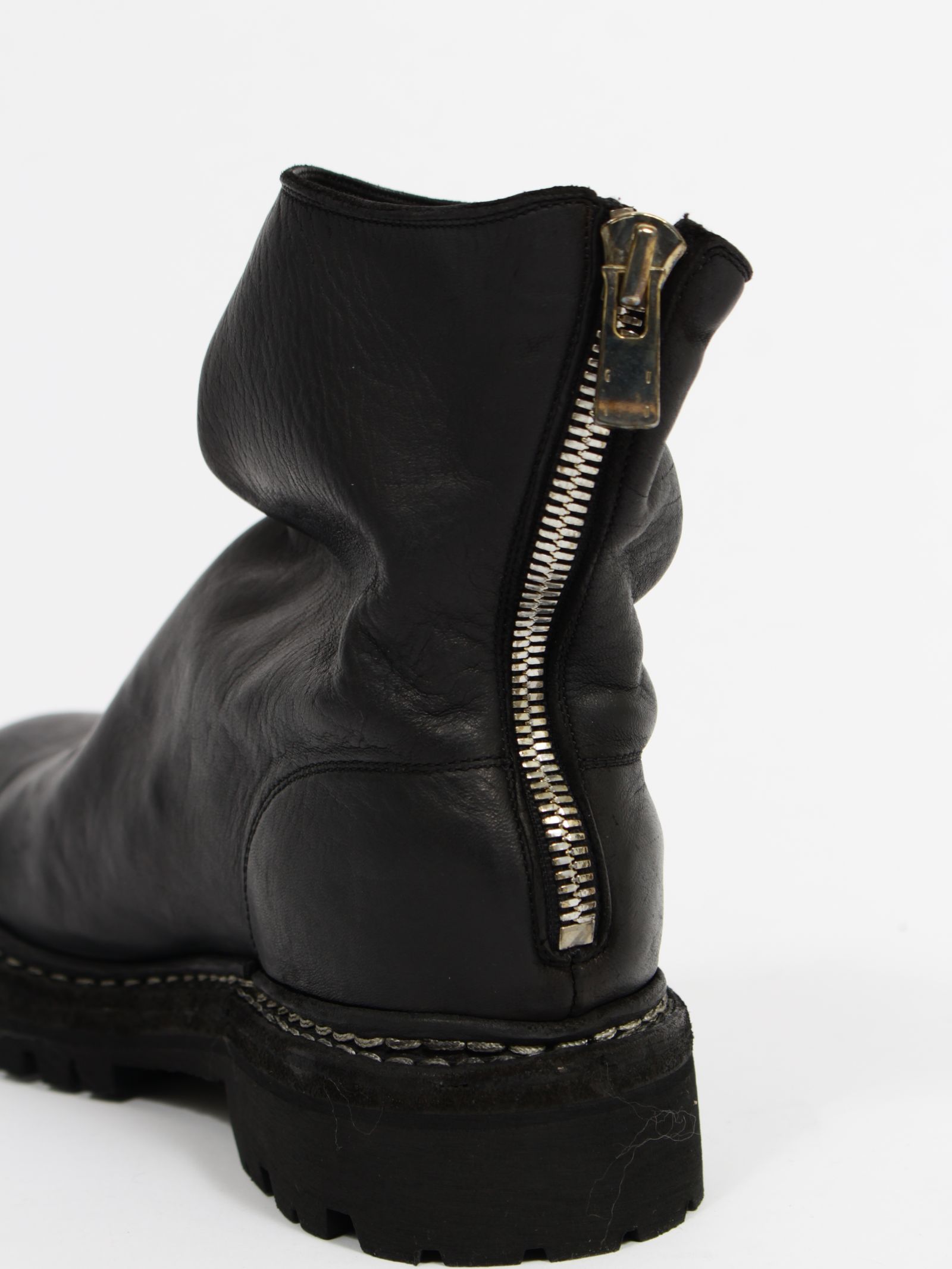 【796V_N】馬革 ホースレザー バックジップ ブーツ / HORSE FULL GRAIN  BACK ZIP BOOT / ブラック