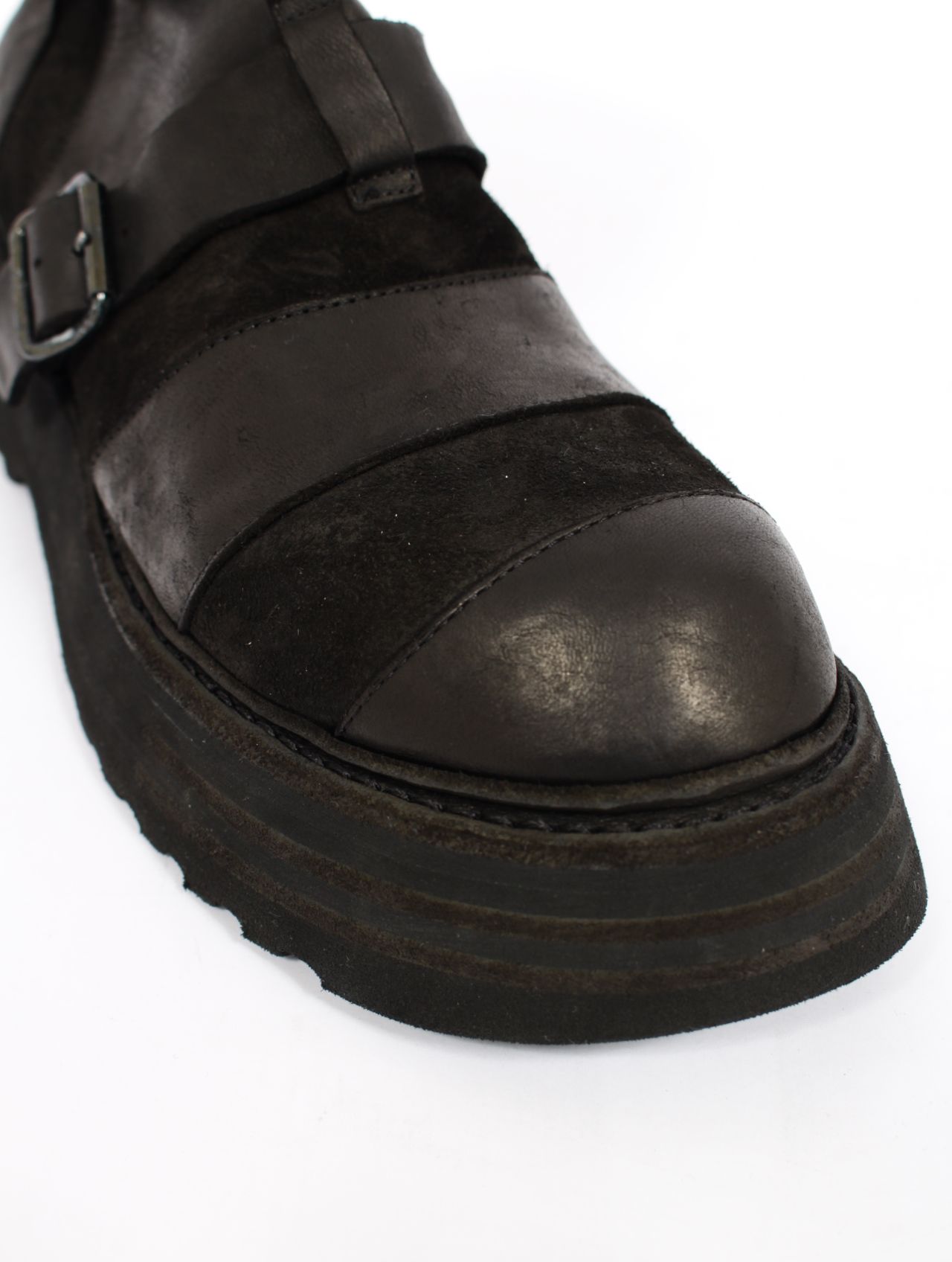 【526VPW】250足限定 馬革 ラバーソール ベルトバックル パッチワーク ブーツ / BELT BUCKLES PATCHWORK BOOT HORSE FULL GRAIN & REVERSE / ブラック