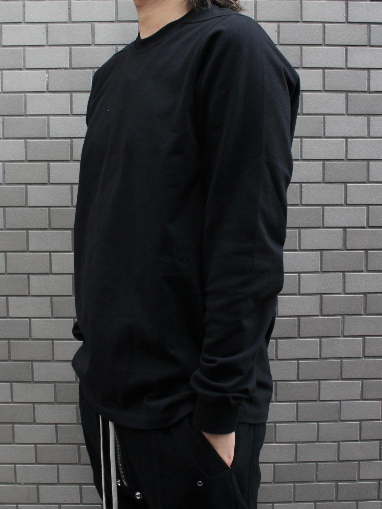 【25AW】リブ クルーネック 長袖スウェット シャツ / SHORT CREWNECK LS / ブラック