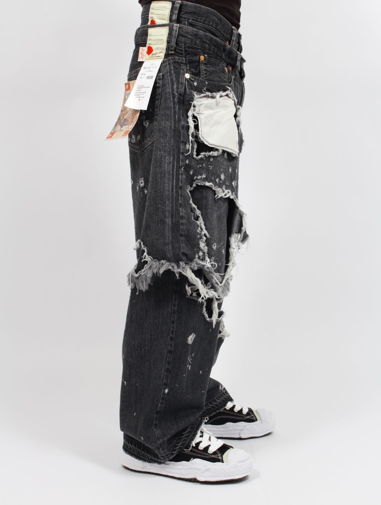 【25AW】リメイク レイヤー デニム パンツ / RE:LAYER 5P DENIM PANTS / ブラック