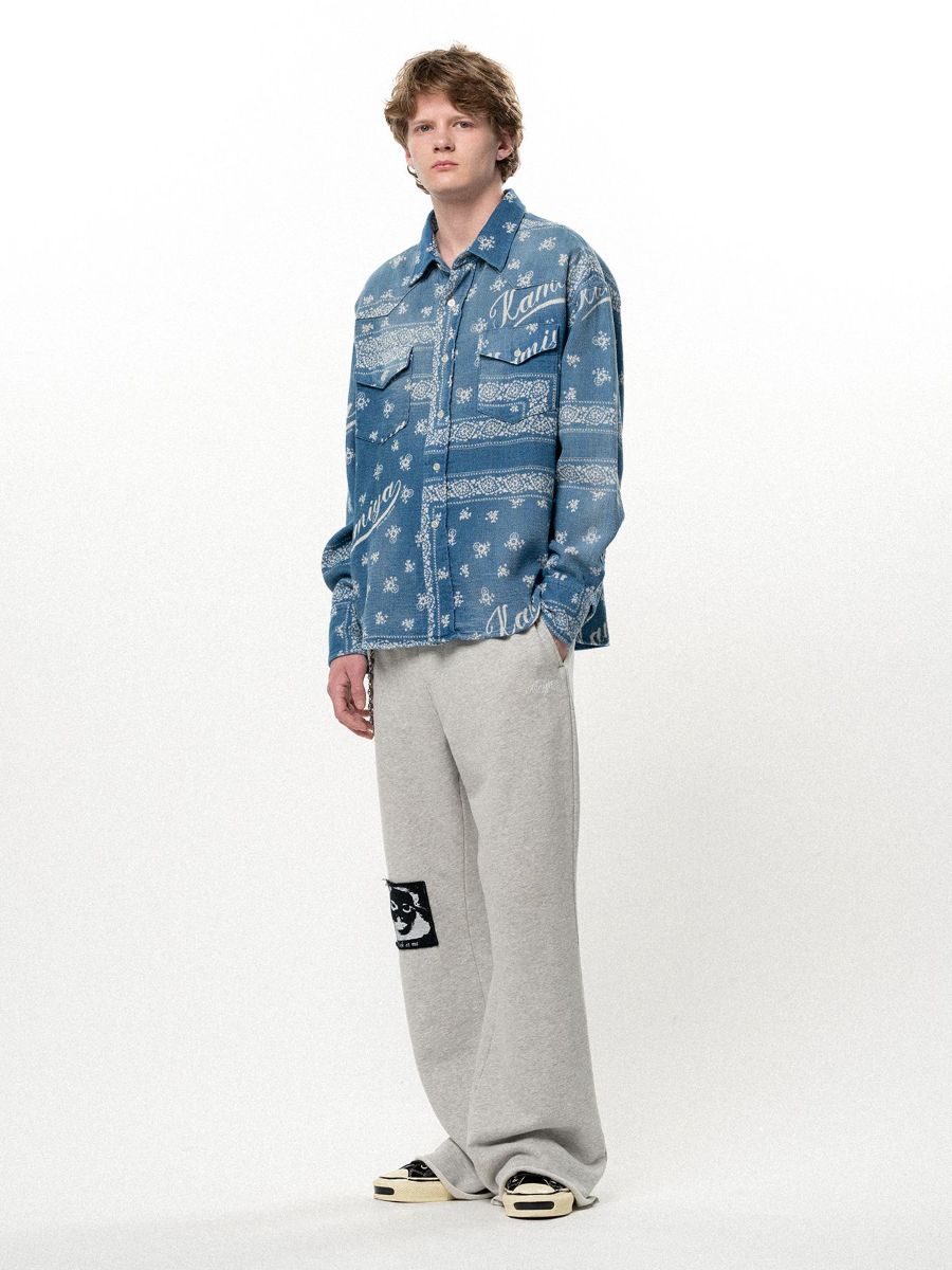 【26AW】 "ガールパッチ" ブーツカット スウェットパンツ フレア パンツ / "GIRL PATCH" BOOTCUT SWEAT PANTS / グレー
