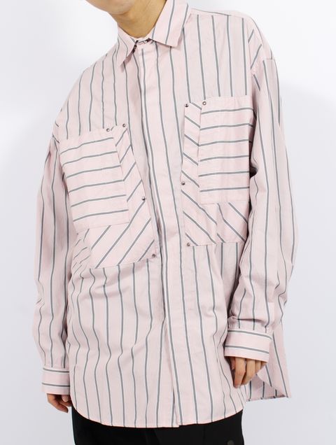 【25SS】ストライプ オーバーラップ ポケット シャツ / STRIPE OVERLAP POCKETS SHIRT.13 / ピンクストライプ