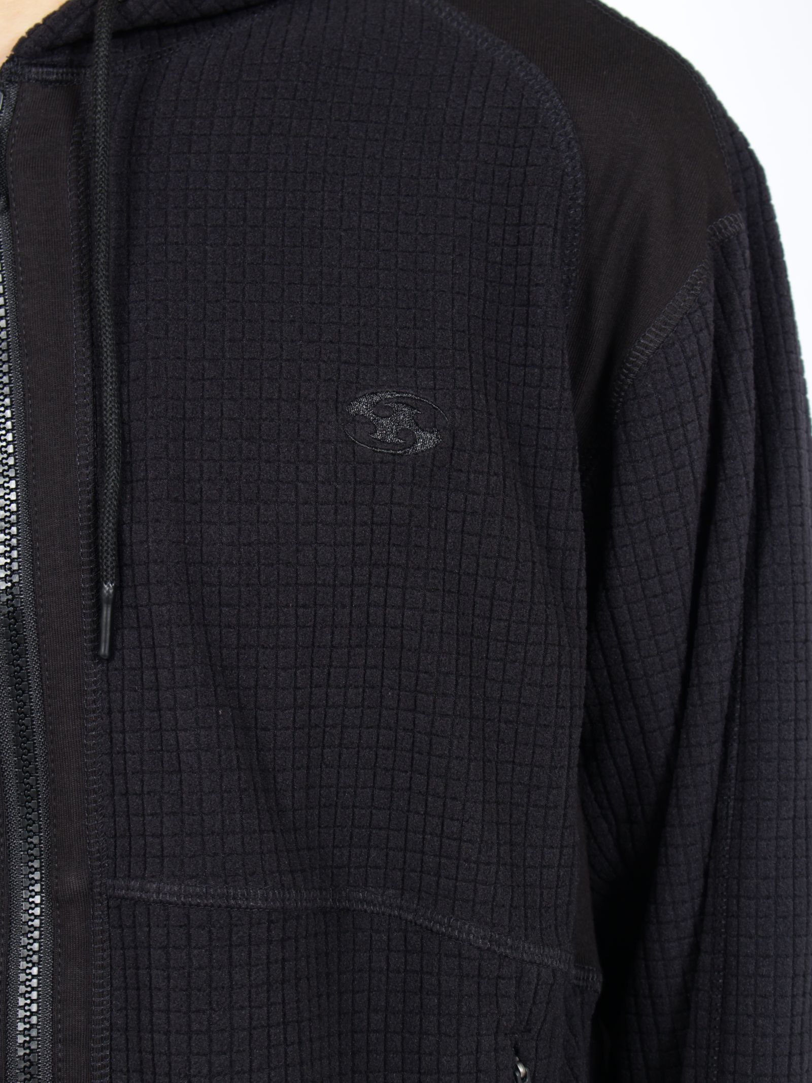【26AW】グリッド フーディ ジップ アップ / GRID HOODIE ZIP-UP / ブラック