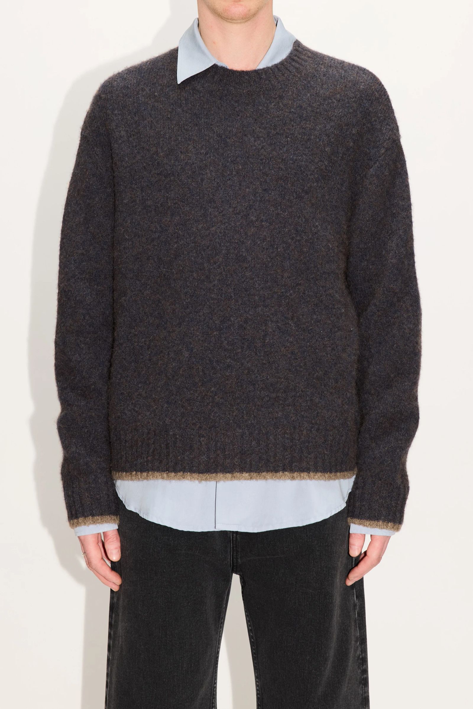 【25AW】ボックス シルエット ニット プルオーバー  / BOX SWEATER / BLUE BROWN(ブルーブラウン)