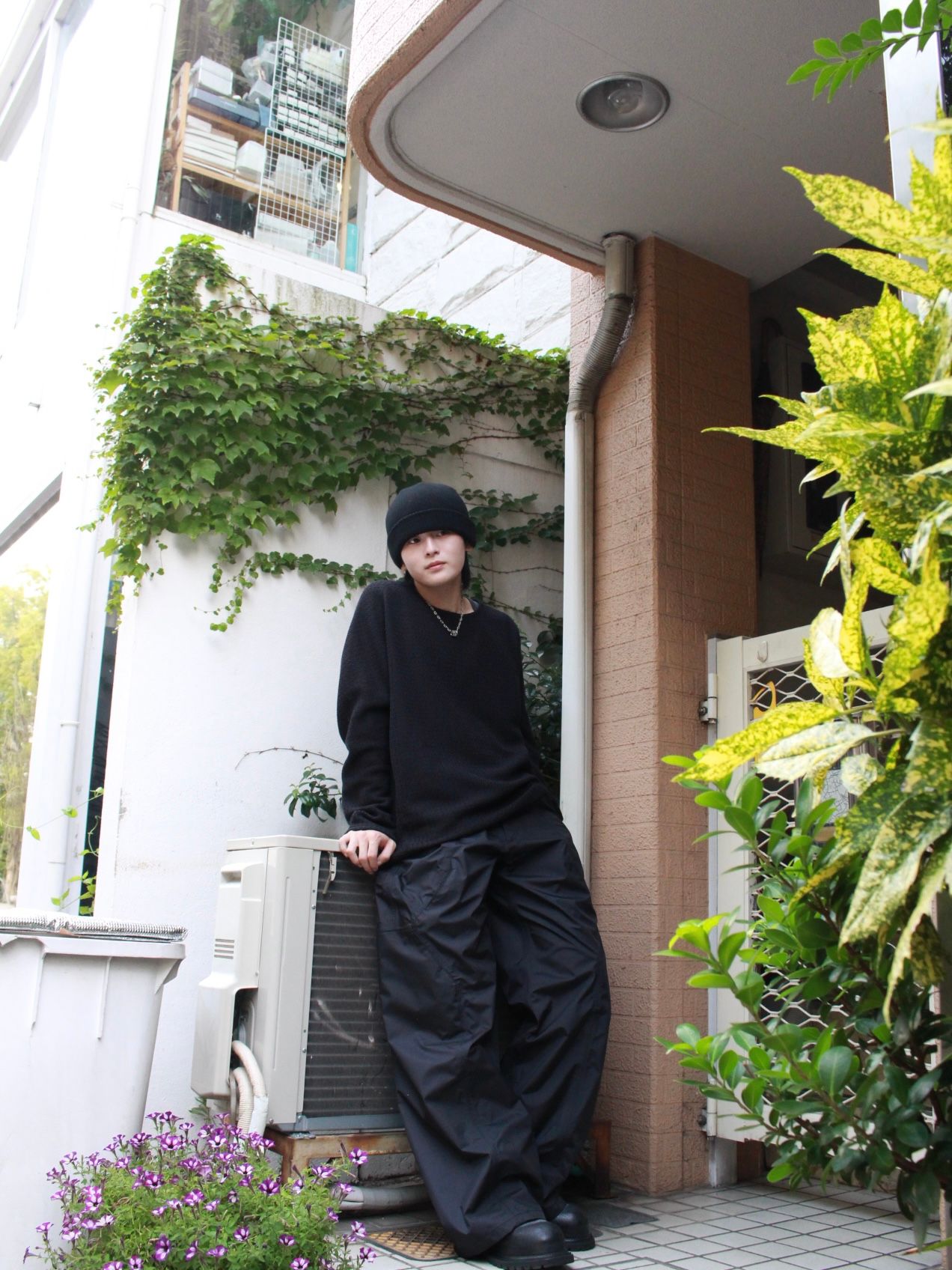 【25AW】ロングスリーブ Tシャツ 長袖 メッシュ カットソー / LONG SLEEVE T-SHIRTS / ブラック