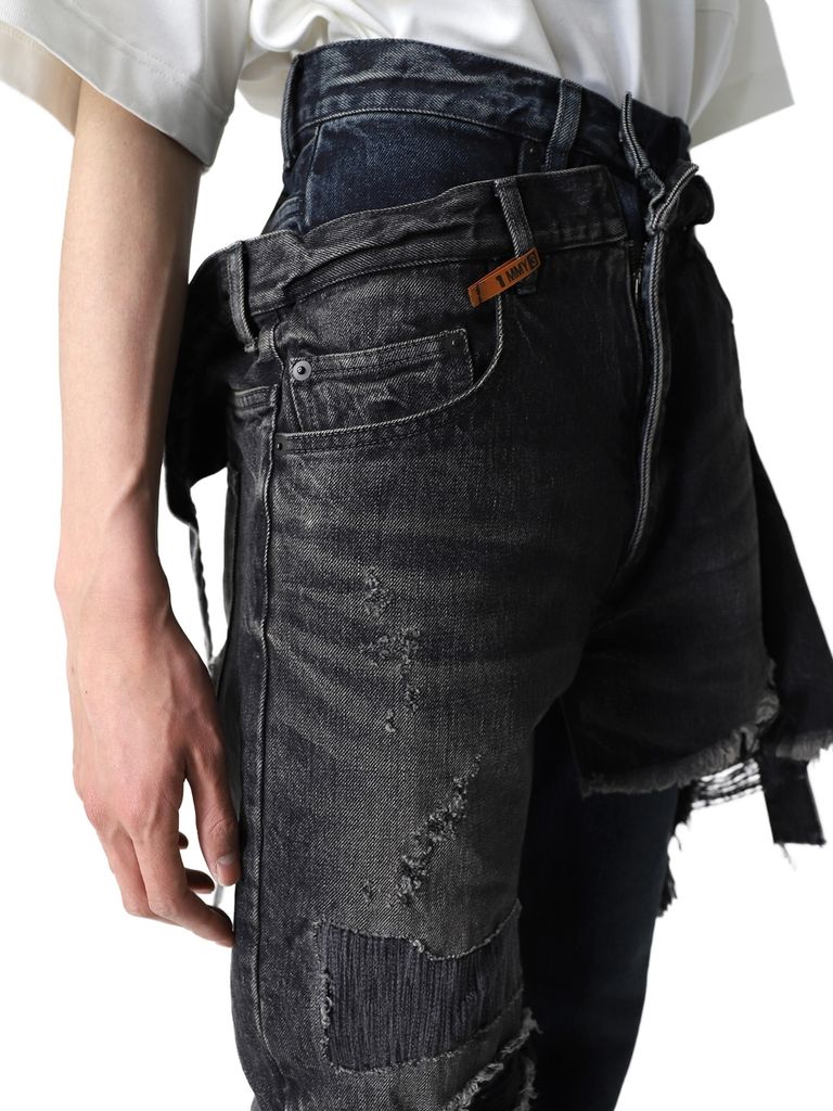 Maison MIHARA YASUHIRO - ドッキングクラッシュ デニムパンツ / Broken Layered PT / ブラック | STORY Maison MIHARA YASUHIRO - ドッキングクラッシュ デニムパンツ / Broken Layered PT / ブラック | STORY