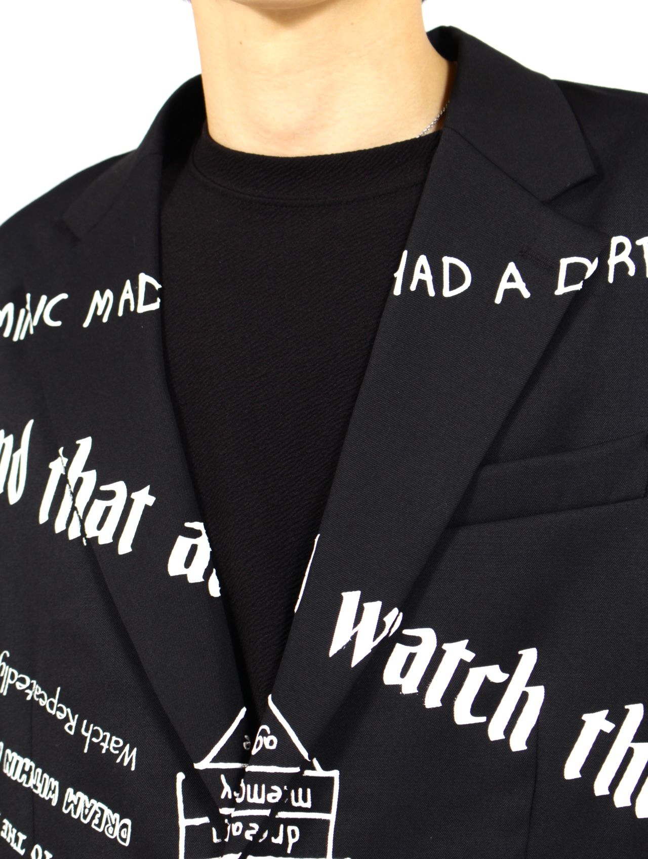 【25AW】"タトゥー" プリント テーラード ジャケット / "TATTOO" PRINTED TAILORED JACKET / ブラック