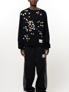 【26AW】 プライス ステッカー ニット プルオーバー / PRICE STICKER KNIT PO / ブラック