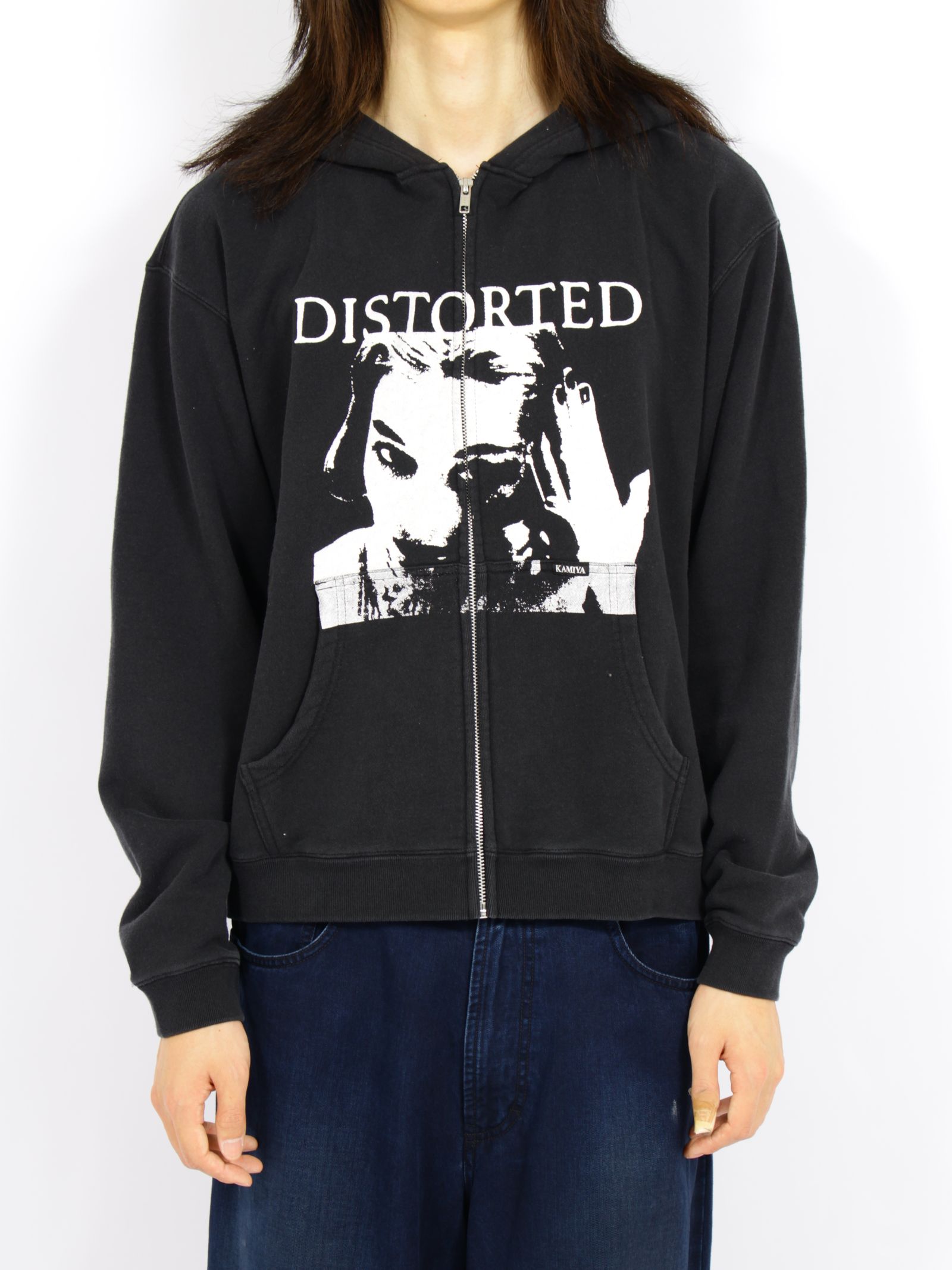 【26AW】ディストーテッド・ガール・ジップアップ・フーディ /"DISTORTED Girl" Zip-up Hoodie /ブラック