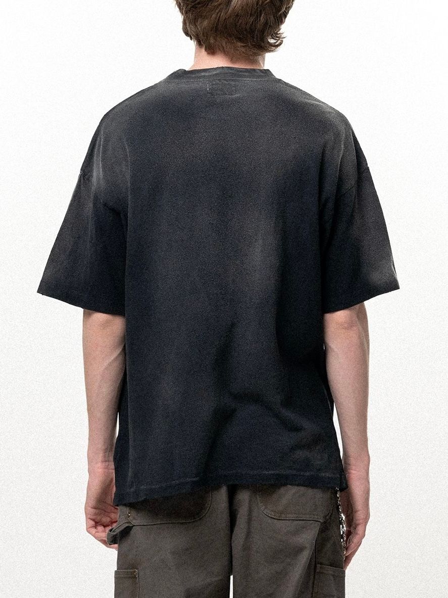 【26SS】"クレヨン フレーム" ディストレスド カミヤ Tシャツ / ”CRAYON FLAME" DISTRESSED TEE / ブラック