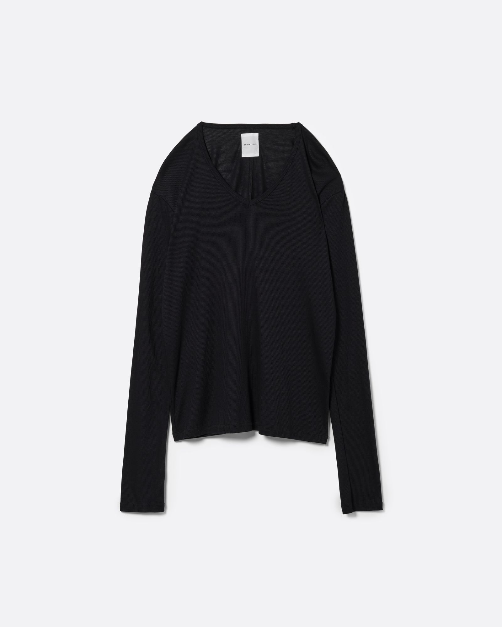 Vネック ロングスリーブ リブ Tシャツ .17 / V-NECK LONG SLEEVE RIB T-SHIRT .17 / ブラック