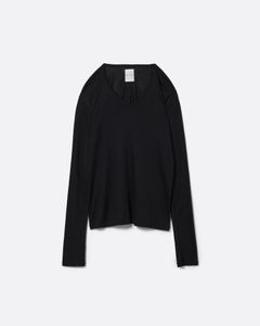 Vネック ロングスリーブ リブ Tシャツ .17 / V-NECK LONG SLEEVE RIB T-SHIRT .17 / ブラック