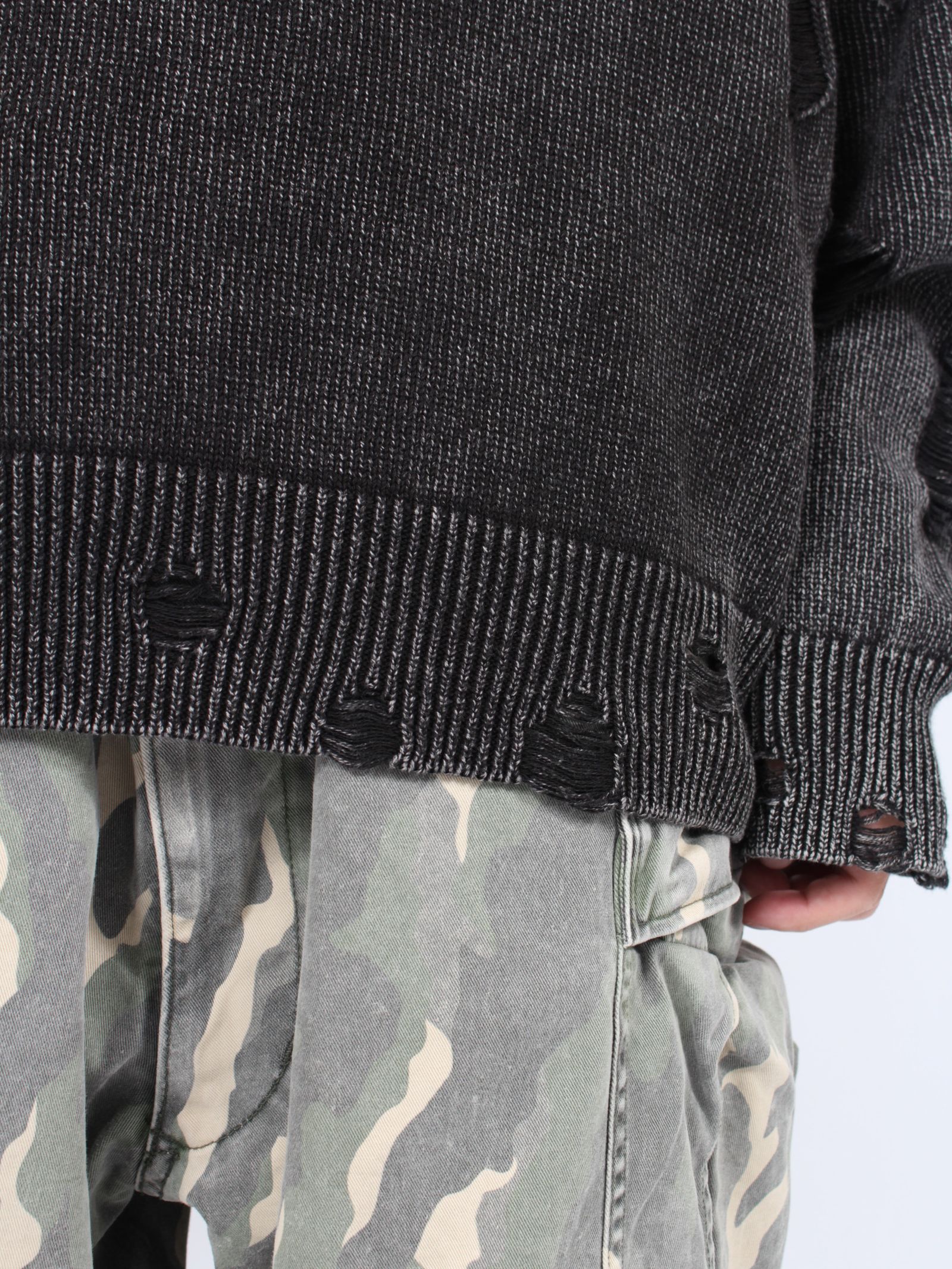 【24AW】ブリーチド プリンテッド プルオーバーニット / BREACHED PRINTED KNIT PULLOVER / ブラック