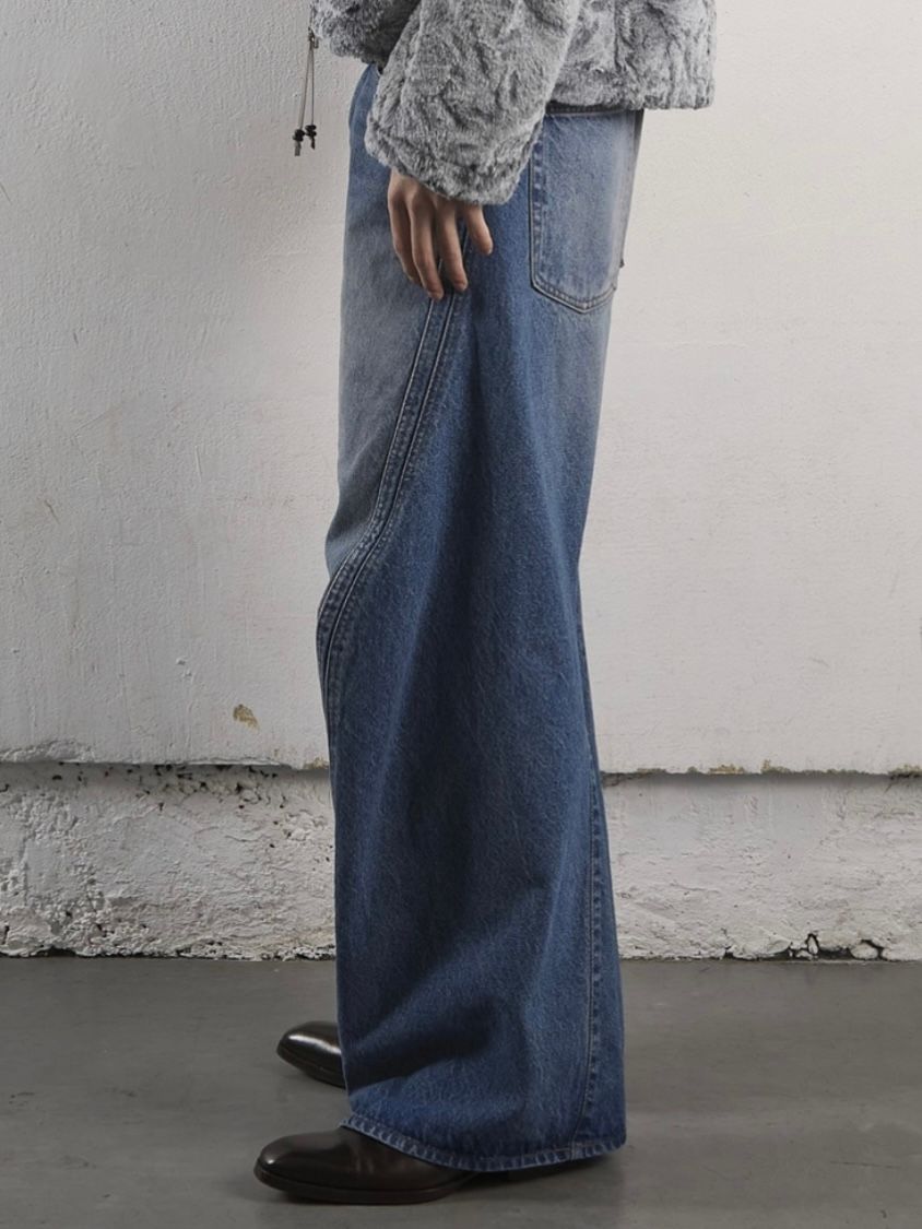 NVRFRGT - 【25SS】3D ツイステッド ワイド レッグ ジーンズ / 3D TWISTED WIDE LEG JEANS /  VINTAGE FADED INDIGO(インディゴ) | STORY