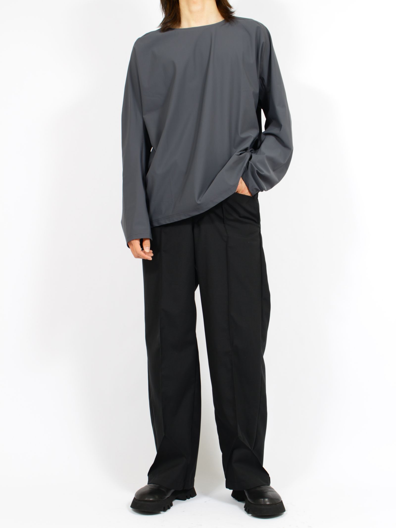 【26SS】ナイロン ロングスリーブ Tシャツ / LONG SLEEVE T-SHIRTS NYLON / ダークグレー