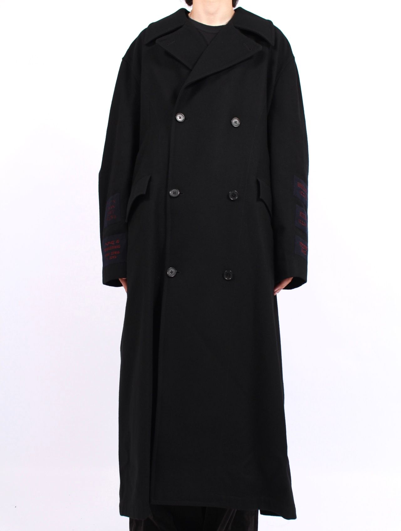 【25AW】バットマン ドレープ ロング ピー コート / "BATMAN" DRAPE LONG P-COAT / ブラック