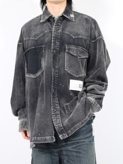 【24AW】エイジ コーデュロイ シャツ / AGED CORDUROY SHIRTS / ブラック
