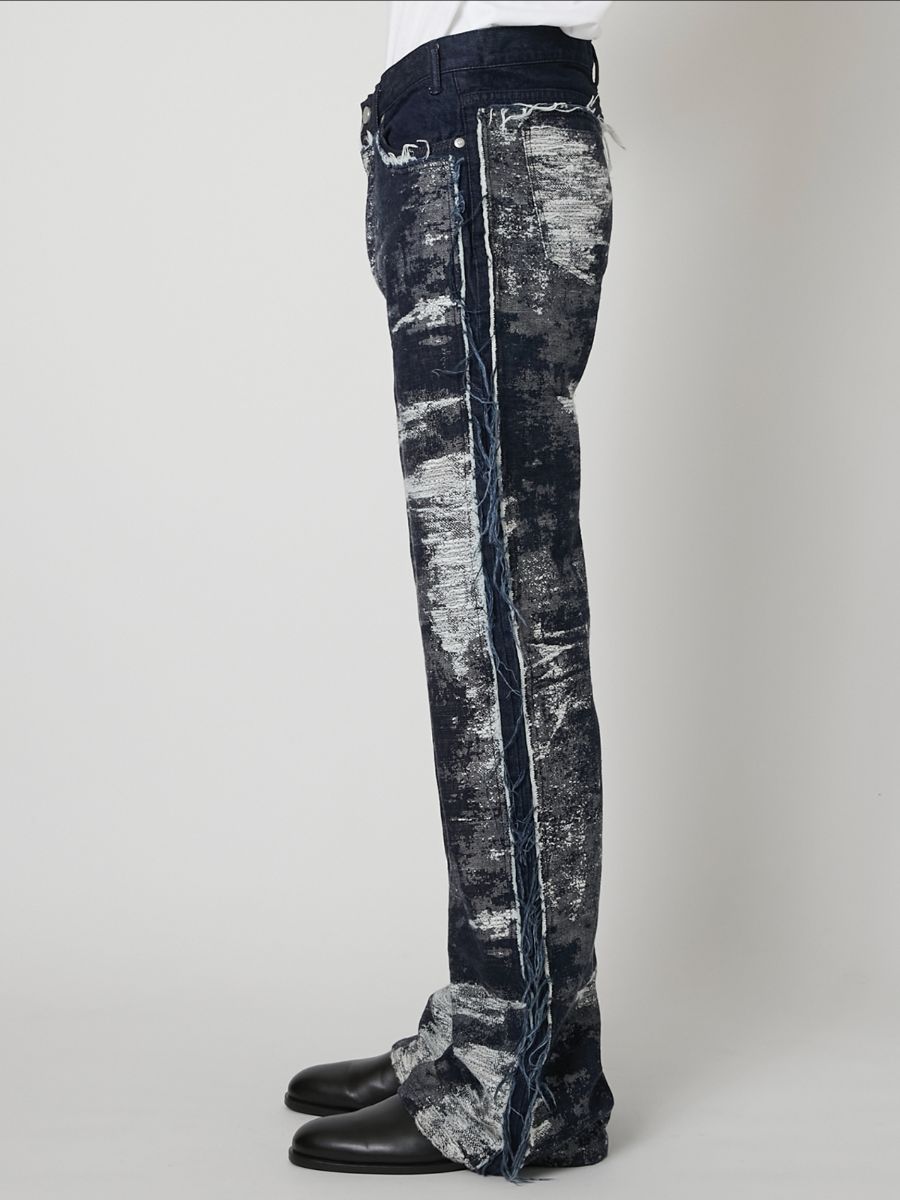 【27SS】デザイン フレア パンツ ジャガードデニム / DESIGN FLARE PANTS / ONE WASH (ワン ウォッシュ)