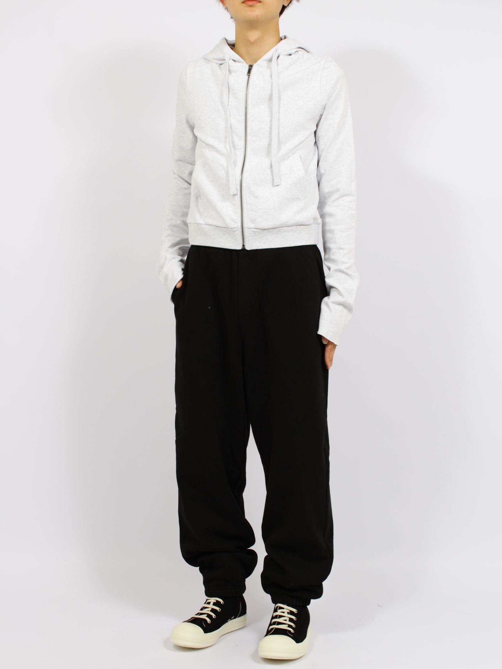 ライトウェイト クロップド ジップアップ フーディー パーカー / LIGHTWEIGHT CROPPED  ZIP UP / HEATHER GREY(グレー)