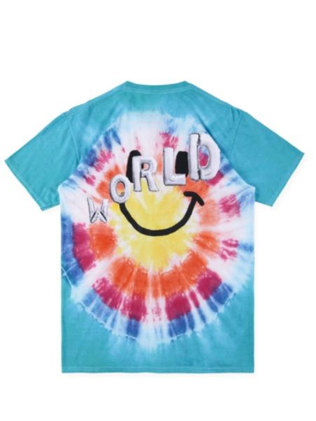 バックプリントワールドスマイル タイダイTシャツ / TRAVIS SCOTT ASTROWORLD SMILY TEE / グリーン × マルチカラー
