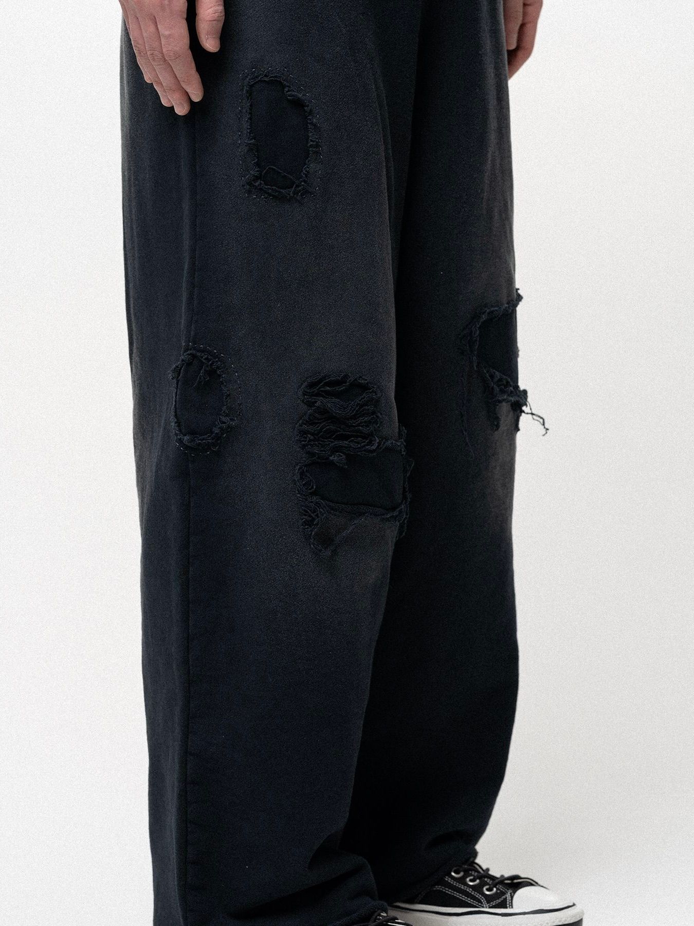 【26SS】REPAIRED NAME PATCH WIDE SWEAT PANTS / ブラック