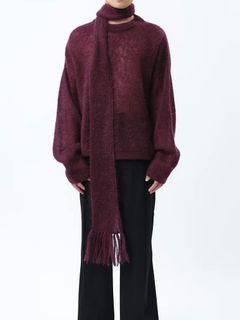 【24AW】モヘア ローゲージ ニット / MOHAIR LOW GAUGE P/O KNIT .12 / ボルドー
