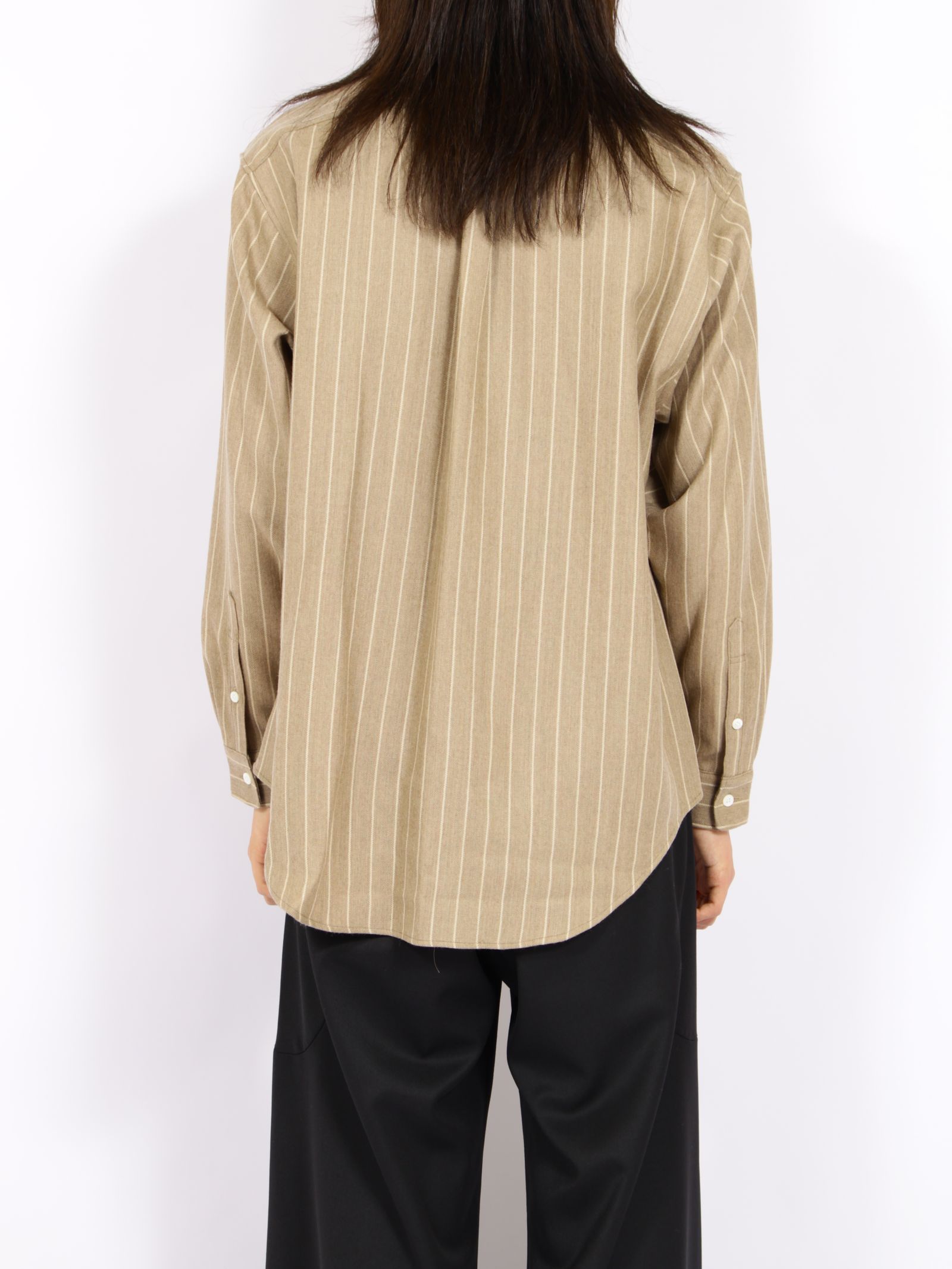 【26AW】 ウール ストライプ シャツ / WOOL STRIPED SHIRT / ベージュ