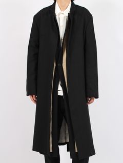 【25AW】ユニセックス リラックス フィット アジャスダブル フロント ダブル パネル コート / UNISEX RELAXED FIT ADJUSTABLE FRONT DOUBLED PANEL COAT / オフホワイト+オフブラック